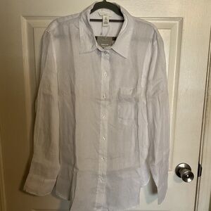 NWT H&M 100% Linen White Long Sleeve Women’s Shirt